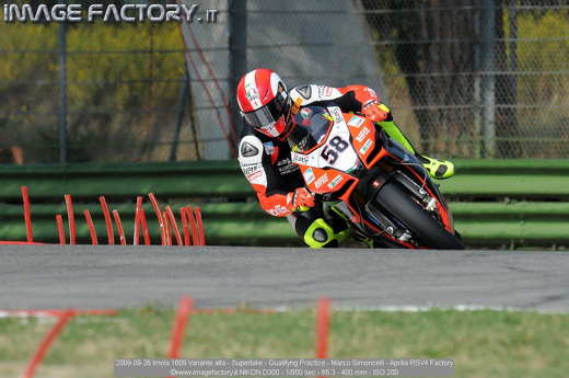2009-09-26 Imola 1609 Variante alta - Superbike - Qualifyng Practice - Marco Simoncelli - Aprilia RSV4 Factory